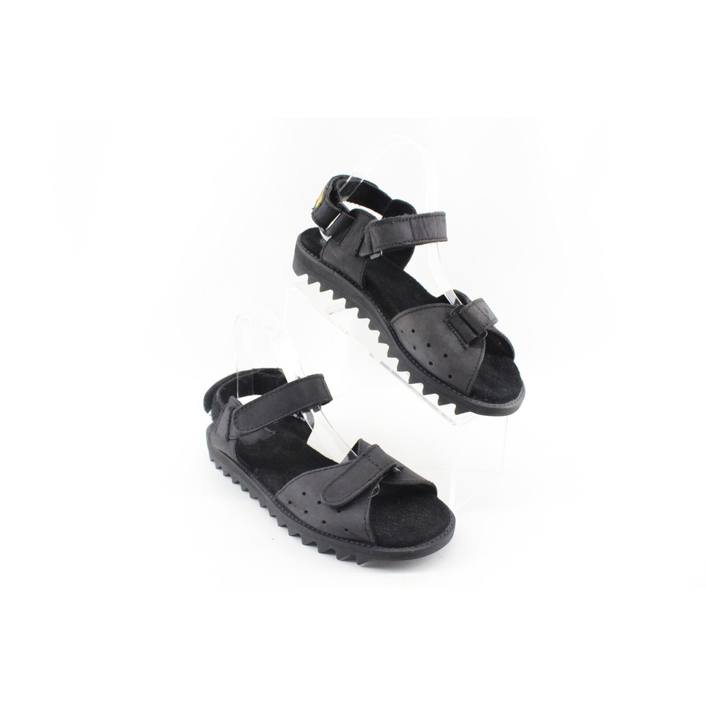 Vtg 90's Kombat Gear LA Gear‎ Black Leather Goth Punk Chunky Sandals Men's 9 US
